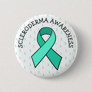 Scleroderma Awareness Aquamarin Ribbon Button