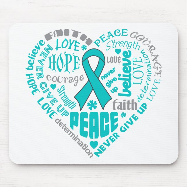 Scleroderma Awareness Heart Words Mousepad (Vorne)