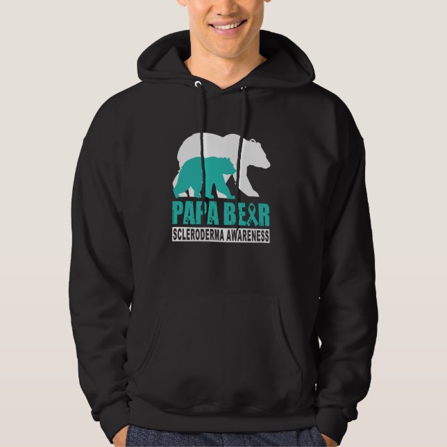 Scleroderma Awareness Papa Bear Aquamarine Unterst Hoodie (Vorderseite)