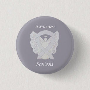 Scoliose Awareness Angel White Ribbon Art Button