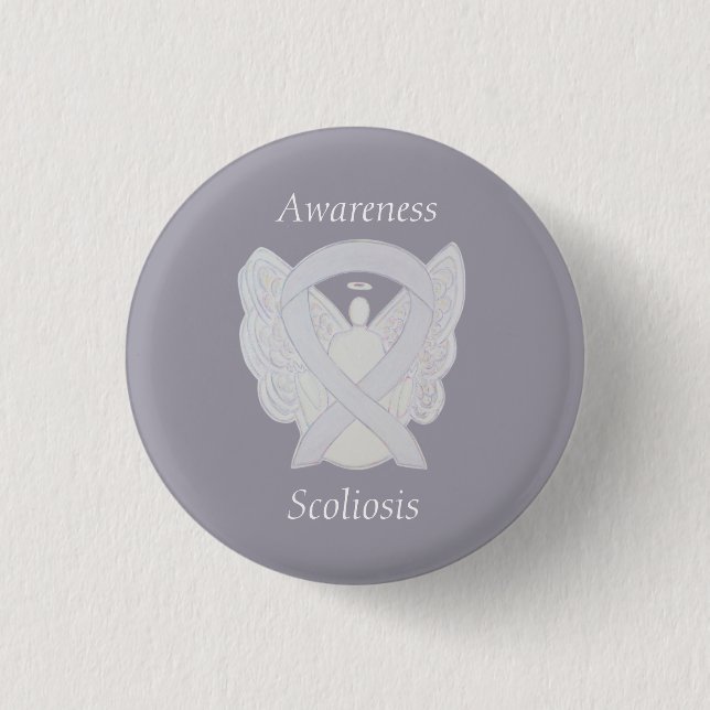 Scoliose Awareness Angel White Ribbon Art Button (Vorderseite)