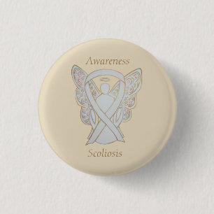Scoliose Awareness Angel White Ribbon Art Button