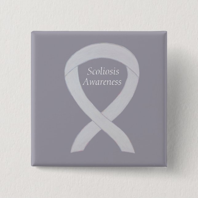 Scoliose Awareness White Ribbon Custom Art Button (Vorderseite)