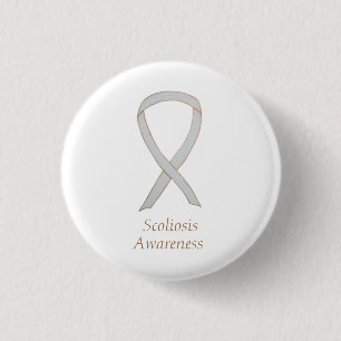 Scoliose Awareness White Ribbon Custom Art Button