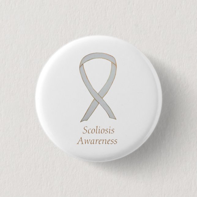 Scoliose Awareness White Ribbon Custom Art Button (Vorderseite)