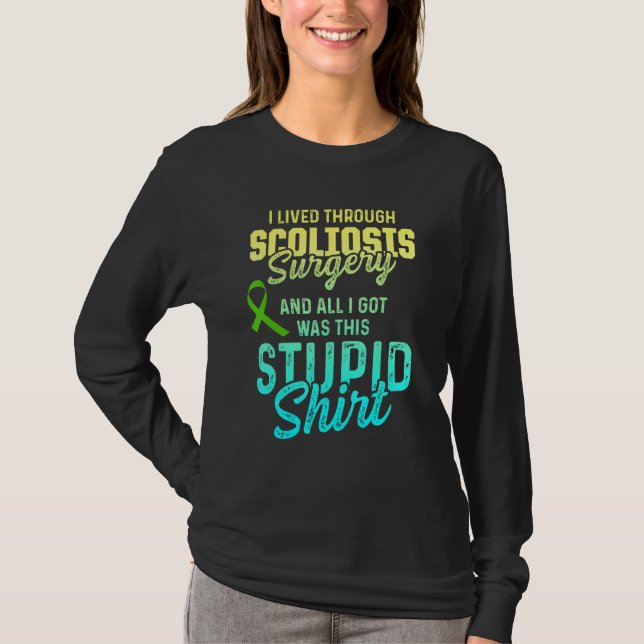 Scoliose Bewusstsein Scoliotic Warrior Survivor 4 T-Shirt (Vorderseite)