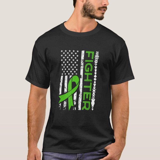 Scoliose Fighter Green Ribbon Awareness Spin T-Shirt (Vorderseite)