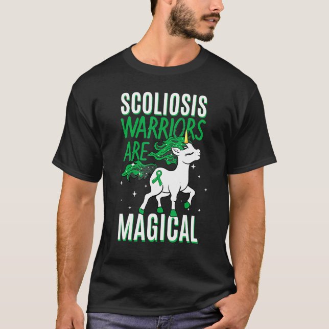 Scoliose Warrior Magical Unicorn Scoliometer Gree T-Shirt (Vorderseite)