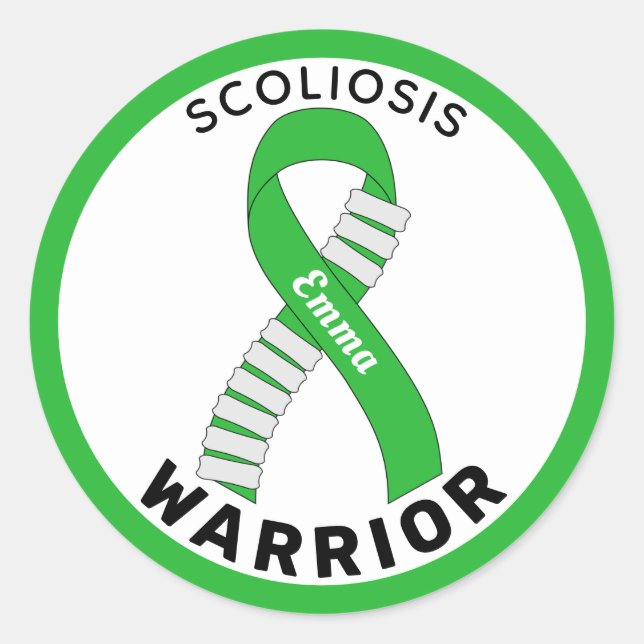 Scoliose Warrior Ribbon White Round Sticker (Vorderseite)