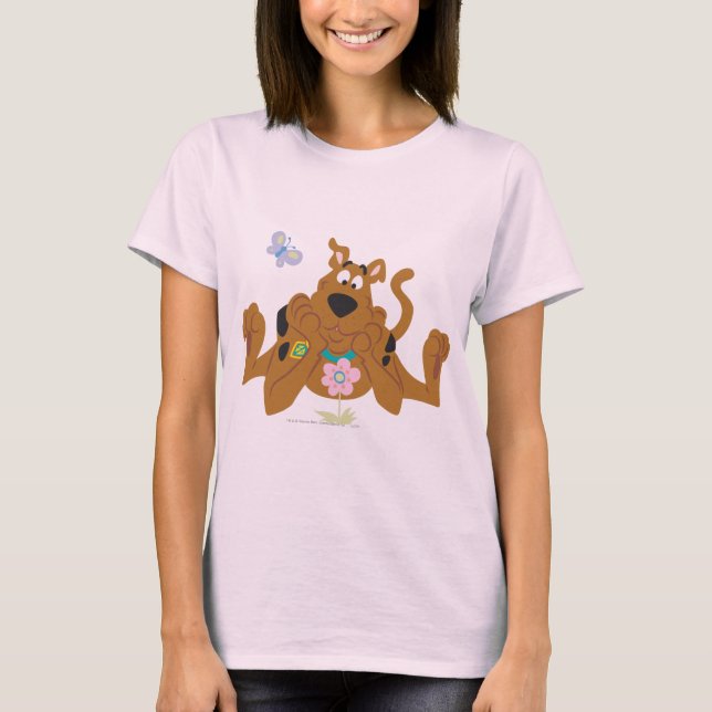 Scooby-Doo Admiring-Blume T-Shirt (Vorderseite)
