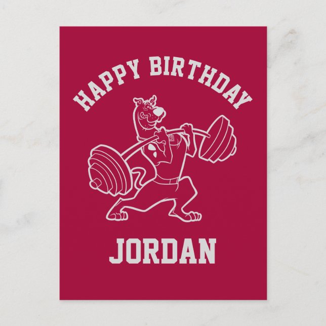 Scooby-Doo "Beachside Gymnasium" Gewichtheben Postkarte (Vorderseite)