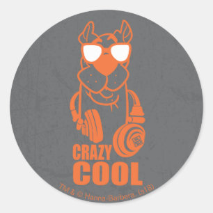 Scooby-Doo "Crazy Cool" Headphone Grafik Runder Aufkleber