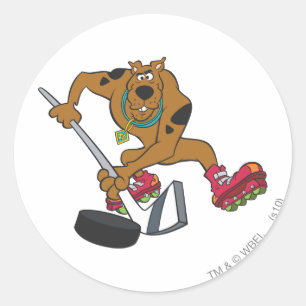 Scooby-Doo, das Hockey spielt Runder Aufkleber