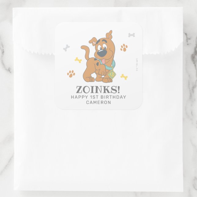 Scooby-Doo First Birthday Quadratischer Aufkleber (Tasche)