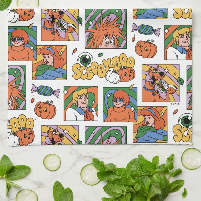 Scooby-Doo Halloween-Fotos Muster Geschirrtuch (Gefaltet)
