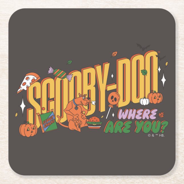 Scooby-Doo Halloween Snack Logo Rechteckiger Pappuntersetzer (Vorderseite)