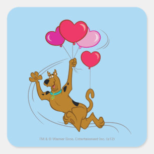 Scooby Doo - Heart Ballons Quadratischer Aufkleber