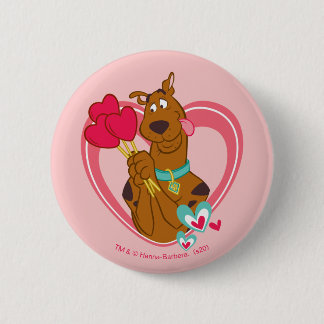 Scooby-Doo Holding Heart Lolipops Button