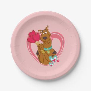 Scooby-Doo Holding Heart Lolipops Pappteller