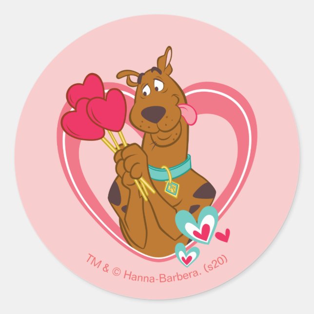 Scooby-Doo Holding Heart Lolipops Runder Aufkleber (Vorderseite)