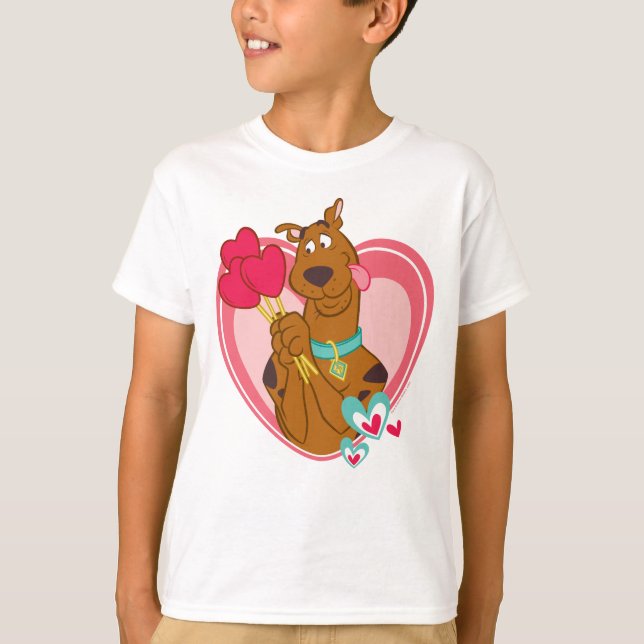 Scooby-Doo Holding Heart Lolipops T-Shirt (Vorderseite)