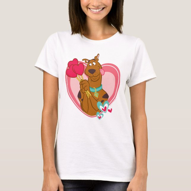 Scooby-Doo Holding Heart Lolipops T-Shirt (Vorderseite)