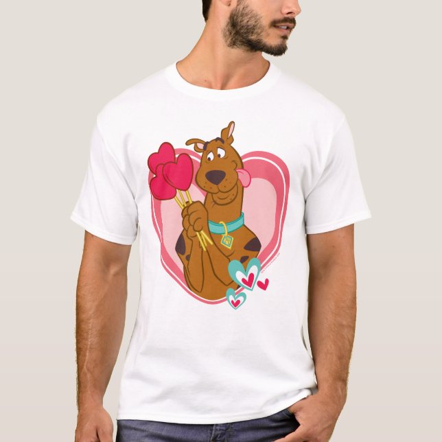 Scooby-Doo Holding Heart Lolipops T-Shirt (Vorderseite)