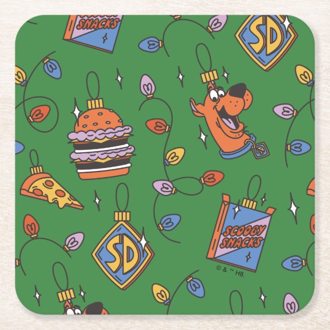 Scooby-Doo Holiday Snack Lichter Muster Rechteckiger Pappuntersetzer (Vorderseite)