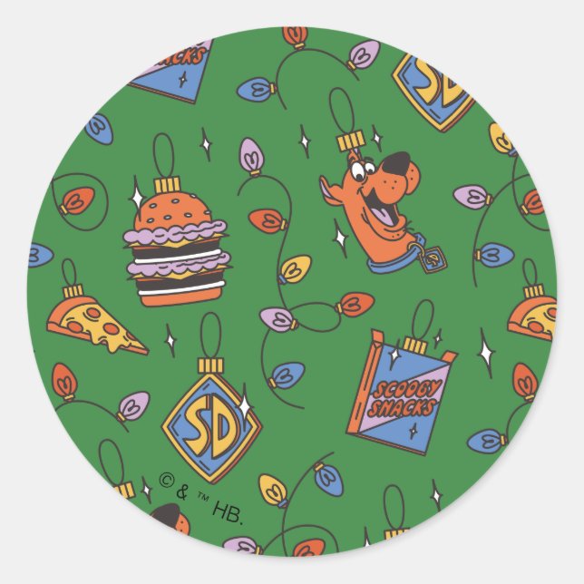 Scooby-Doo Holiday Snack Lichtermuster Runder Aufkleber (Vorderseite)
