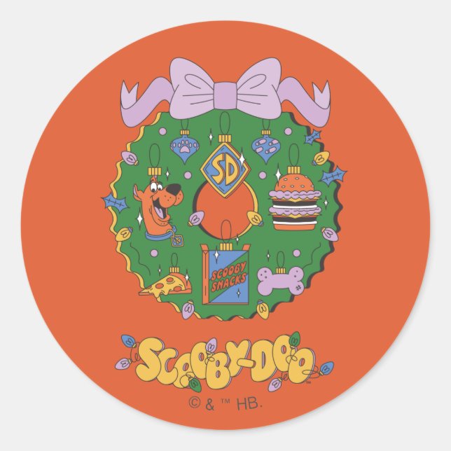 Scooby-Doo Holiday Snack Wreath Graphic Runder Aufkleber (Vorderseite)