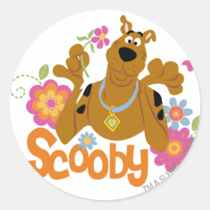 Scooby-Doo in Blume Runder Aufkleber