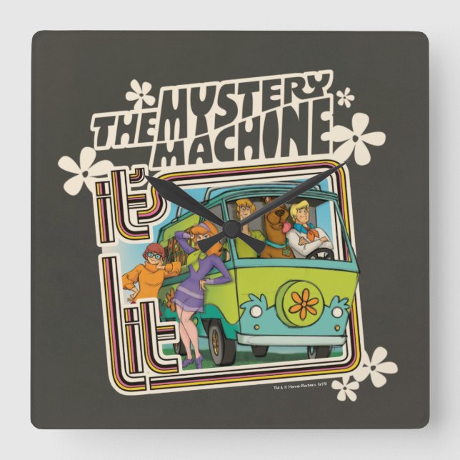 Scooby-Doo | "It's Lit" Mystery Machine Graphic Quadratische Wanduhr (Vorderseite)
