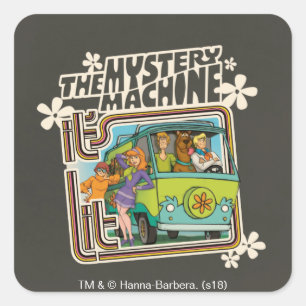 Scooby-Doo   "It's Lit" Mystery Machine Graphic Quadratischer Aufkleber