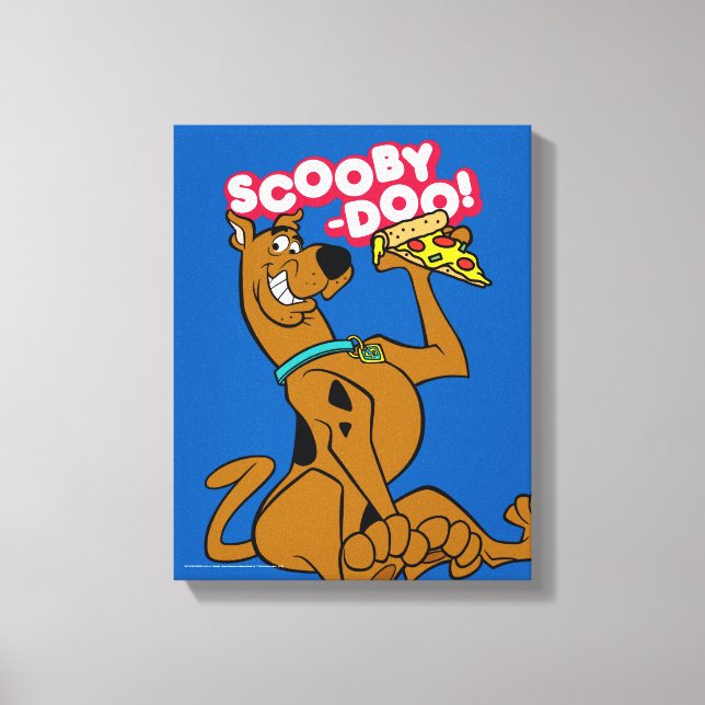 Scooby-Doo mit Pizza-Scheibe Leinwanddruck (Vorderseite)