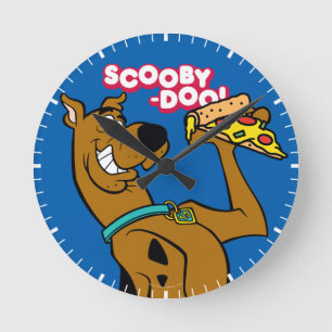 Scooby Doo mit Pizza Slice Runde Wanduhr