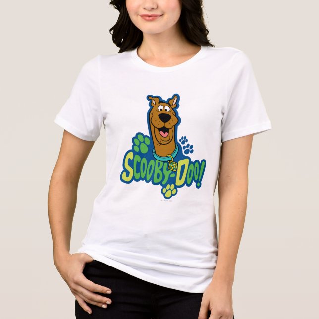 Scooby-Doo Paw Print Character Abzeichen Tri-Blend Shirt (Vorderseite)