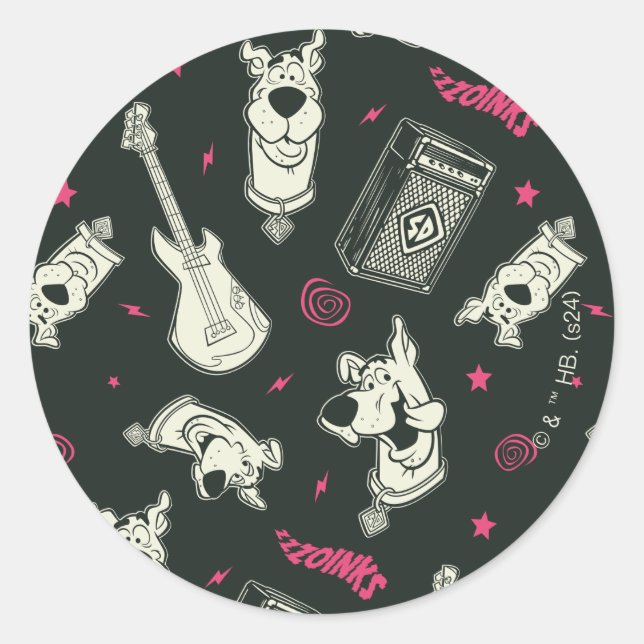Scooby-Doo Punk Gitarre und Amp Muster Runder Aufkleber (Vorderseite)