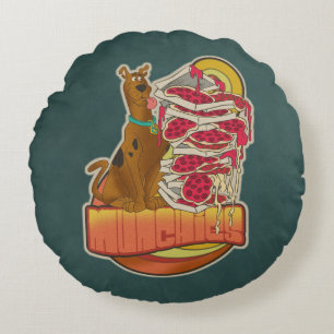 Scooby-Doo   Stapel von Pizza "Munchies" Grafik Rundes Kissen