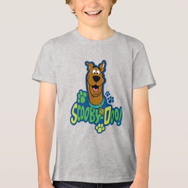 Scooby-Doo Tatzen-Druck-Charakter-Abzeichen Tri-Blend Shirt (Vorderseite)