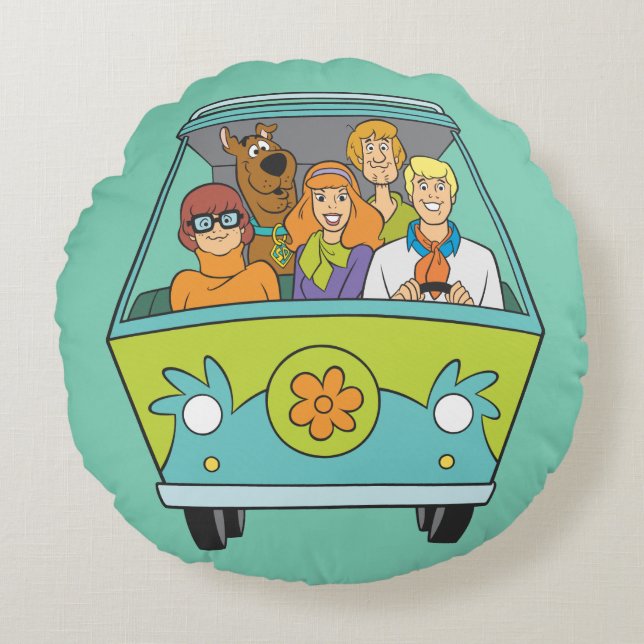 Scooby-Doo & The Gang Mystery Machine Rundes Kissen (Vorderseite)