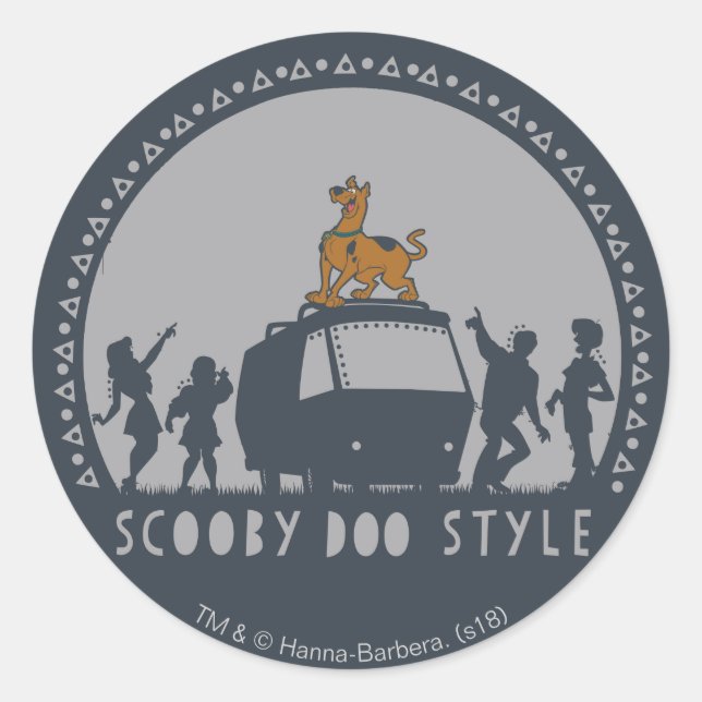 Scooby-Doo Tribal Van Silhouette Runder Aufkleber (Vorderseite)
