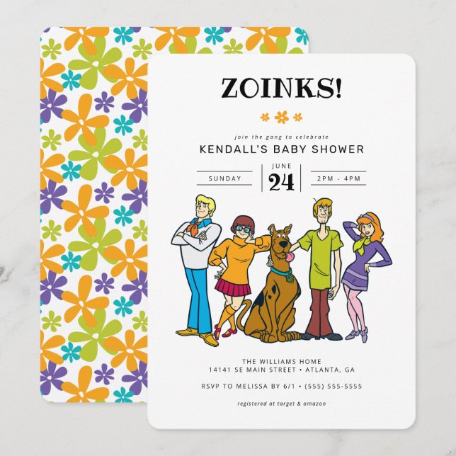 Scooby-Doo und die Gang Groovy Baby-Dusche Einladung (Vorne/Hinten)