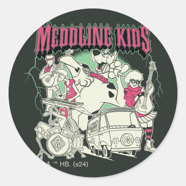 Scooby Doo und die Gang Meddling Kids Punk Band Runder Aufkleber (Vorderseite)