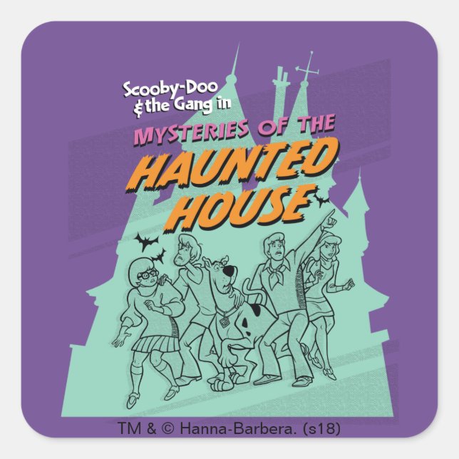 Scooby-Doo und die Gang "Spuk House" Quadratischer Aufkleber (Vorderseite)