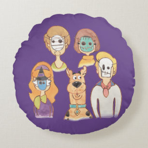 Scooby-Doo Unsere Halloween-Masken Rundes Kissen