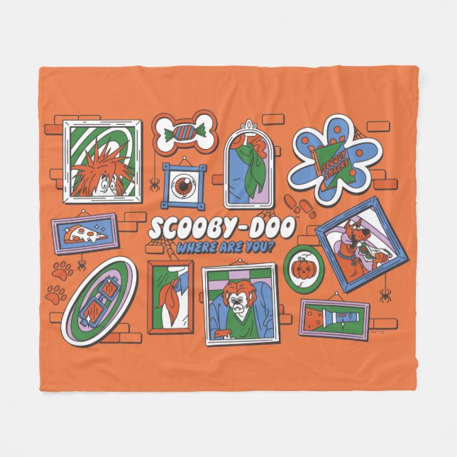 Scooby-Doo Wall of Halloween Picture Frames Fleecedecke (Vorderseite (Horizontal))