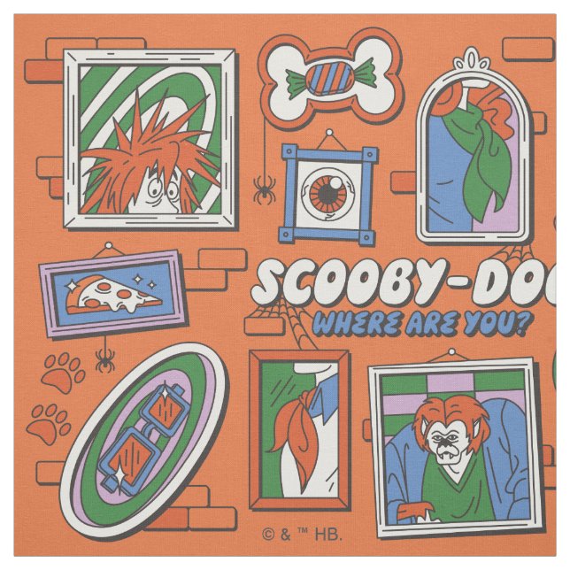 Scooby-Doo Wall of Halloween Picture Frames Stoff (Muster)