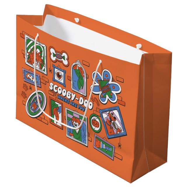 Scooby-Doo-Wand aus Halloween-Bilderrahmen Große Geschenktüte (Vorderseite Schrägansicht)