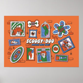 Scooby-Doo-Wand aus Halloween-Bilderrahmen Poster