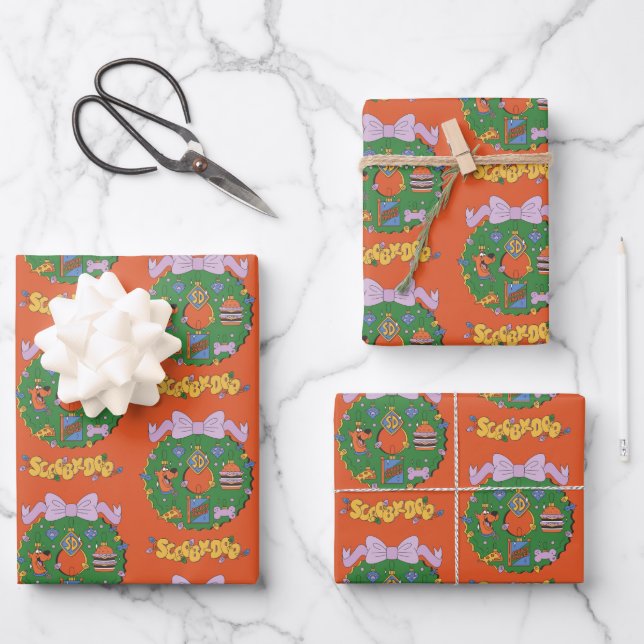 Scooby-Doo-Weihnachts Snack-Kranz Grafik Geschenkpapier Set (Vorderseite)